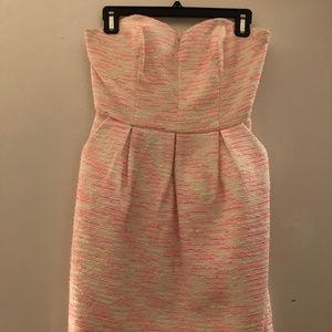 pink, white, silver glitter tweed cocktail dress